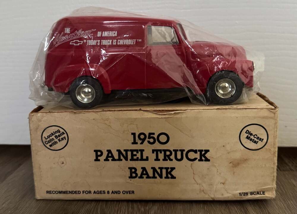Ertl 1950 Chevy Panel Truck Bank The Heartbeat of America Die-Cast Coin Bank